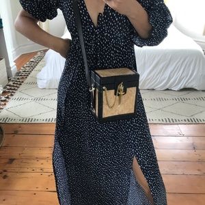 SANCIA raffia & leather bag